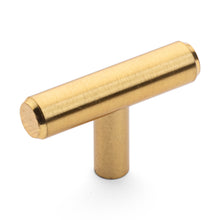 Load image into Gallery viewer, Diversa Brushed Brass Euro Style T-Bar Cabinet Knob - 10 PACK