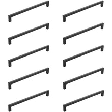 Load image into Gallery viewer, Diversa Matte Black 7-1/2" (192mm) Square Edge Solid Cabinet Bar Pull - 10 PACK