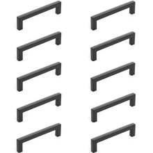 Load image into Gallery viewer, Diversa Matte Black 3-3/4" (96mm) Square Edge Solid Cabinet Bar Pull - 10 PACK