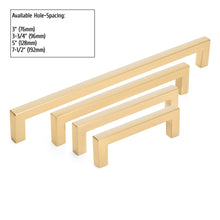 Load image into Gallery viewer, Diversa Brushed Gold 7-1/2" (192mm) Square Edge Solid Cabinet Bar Pull - 10 PACK