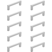 Load image into Gallery viewer, Diversa Brushed Satin Nickel 3" (76mm) Square Edge Solid Cabinet Bar Pull - 10 PACK