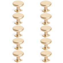 Load image into Gallery viewer, Diversa Brushed Gold Round Solid Cabinet Knob - 10 PACK