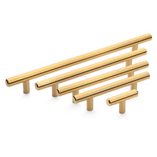 Load image into Gallery viewer, Diversa Brushed Brass Euro Style T-Bar Cabinet Knob - 10 PACK