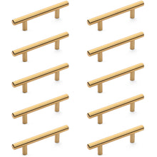 Load image into Gallery viewer, Diversa Brushed Brass Euro Style 3" (76mm) Cabinet Bar Pull- 10 PACK