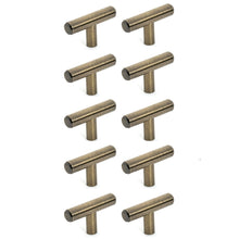 Load image into Gallery viewer, Diversa Antique Brass Euro Style T-Bar Cabinet Knob - 10 PACK