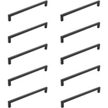 Load image into Gallery viewer, Diversa Matte Black 7-1/2&quot; (192mm) Square Edge Solid Cabinet Bar Pull - 10 PACK
