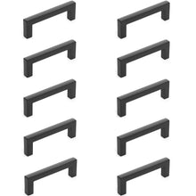 Load image into Gallery viewer, Diversa Matte Black 3&quot; (76mm) Square Edge Solid Cabinet Bar Pull - 10 PACK
