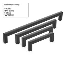 Load image into Gallery viewer, Diversa Matte Black 3&quot; (76mm) Square Edge Solid Cabinet Bar Pull
