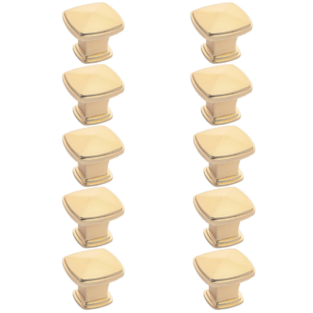 Diversa Brushed Gold Square Solid Cabinet Knob - 10 PACK