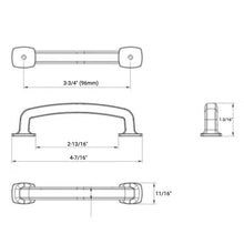 Load image into Gallery viewer, Diversa Antique Copper Trinity 3-3/4&quot; (96mm) Cabinet Drawer Pull
