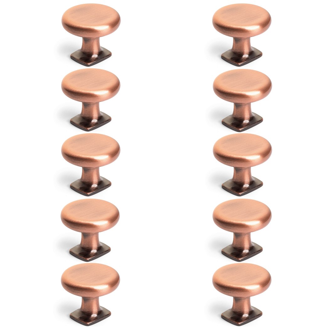 Diversa Antique Copper Round Solid Cabinet Knob - 10 PACK