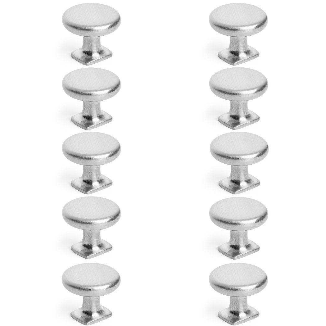 Diversa Brushed Satin Nickel Round Solid Cabinet Knob - 10 Pack