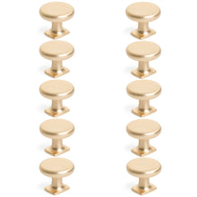 Load image into Gallery viewer, Diversa Brushed Gold Round Solid Cabinet Knob - 10 PACK
