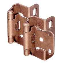 Load image into Gallery viewer, Diversa Partial Wrap 1/2&quot; Overlay Antique Copper Cabinet Hinges (Pair)
