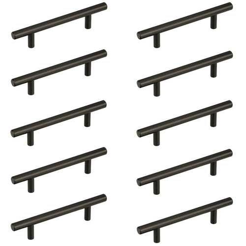 Hollow Bar Cabinet Pull 3-3/4 inch (96 mm) Matte Black, 10-Pack