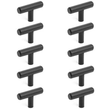 Load image into Gallery viewer, Diversa Matte Black Euro Style T-Bar Cabinet Knob - 10 Pack
